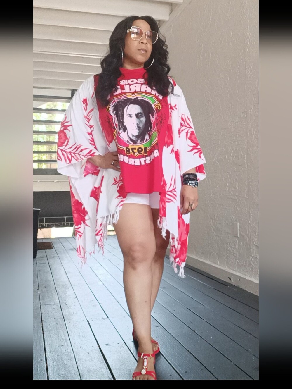 Upcycled Bob Marley Graphic T-Shirt Poncho